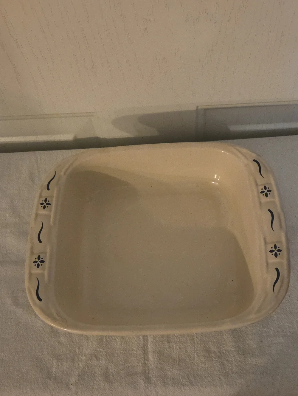 Longenberger Ceramic Baking Dish in Cream with Blue Accents 8X8X2